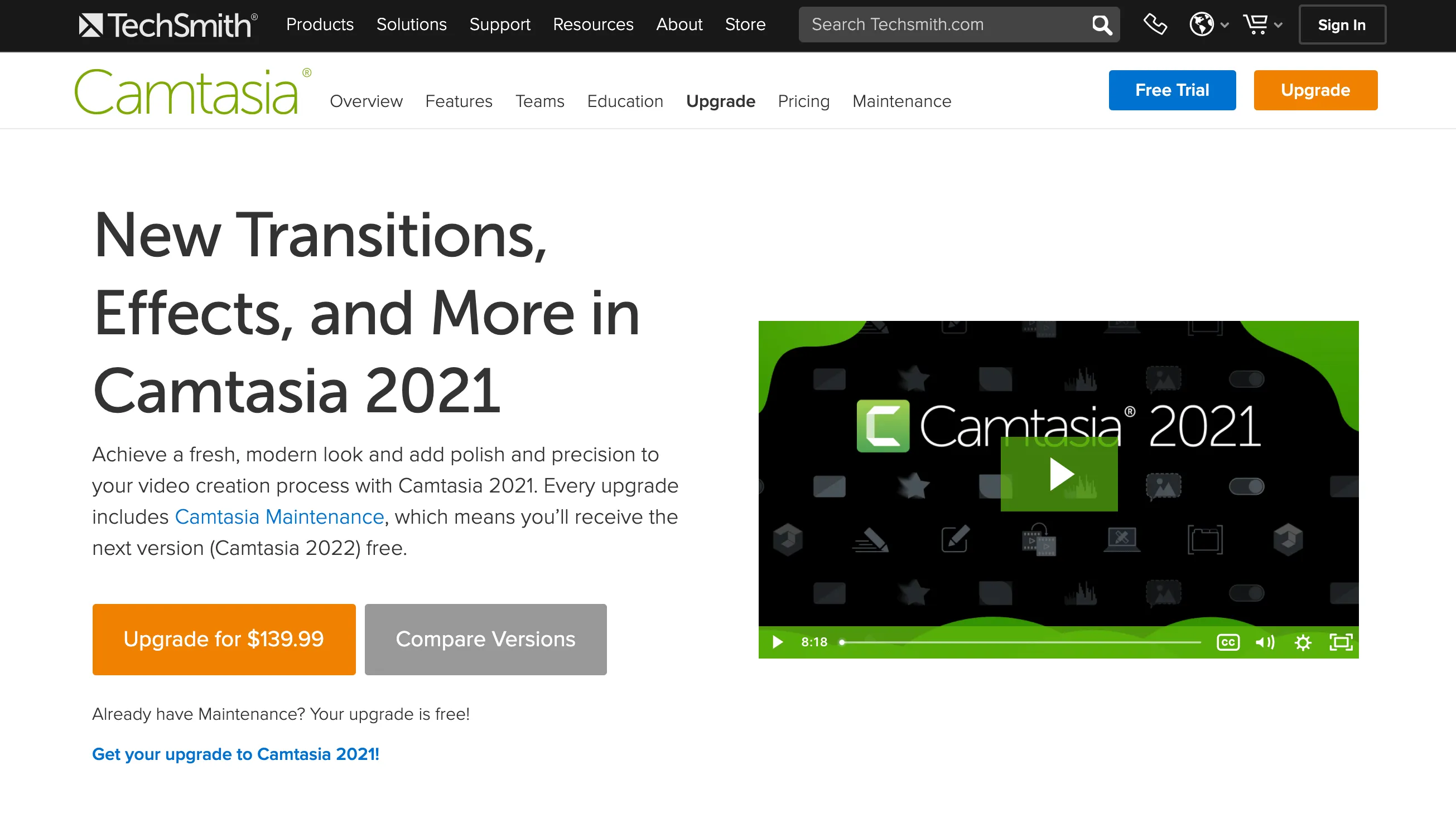 Camtasia-Startseite