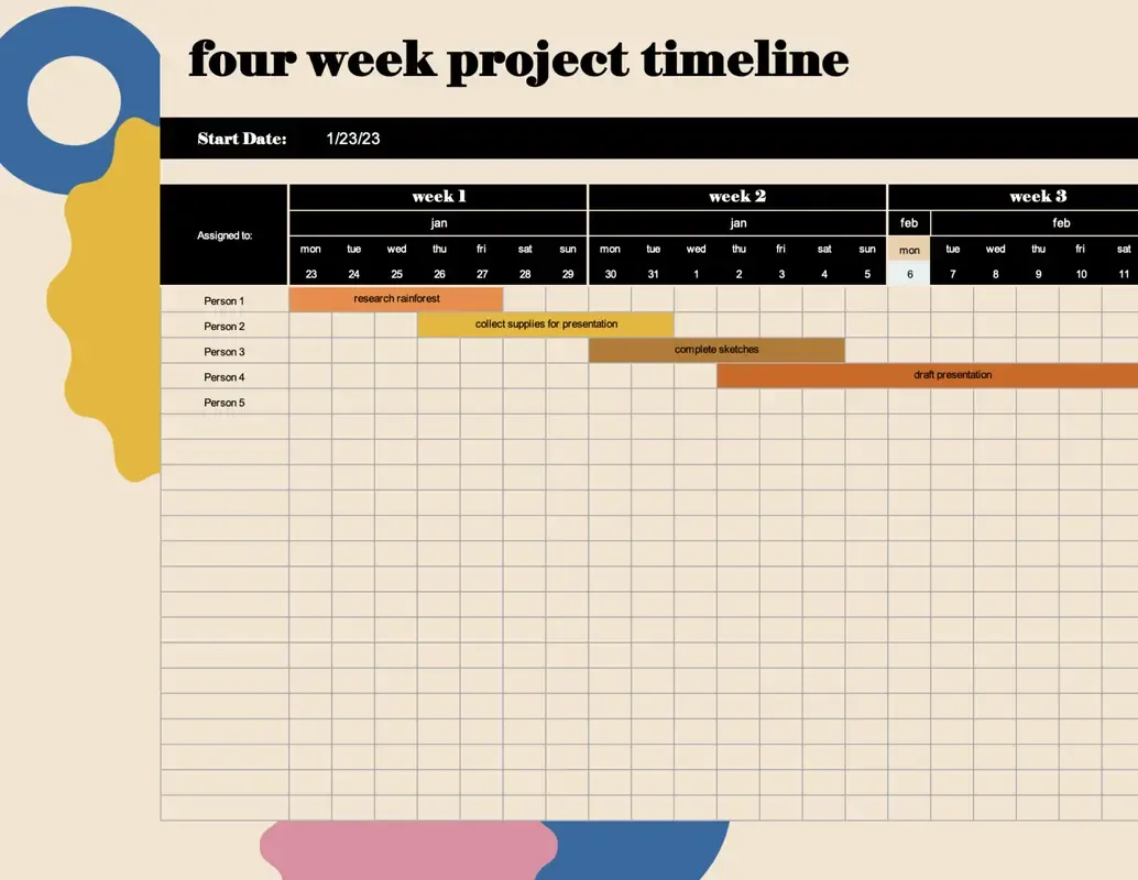 قالب الجدول الزمني للمشروع في Excel من Microsoft: قوالب Excel للأعمال