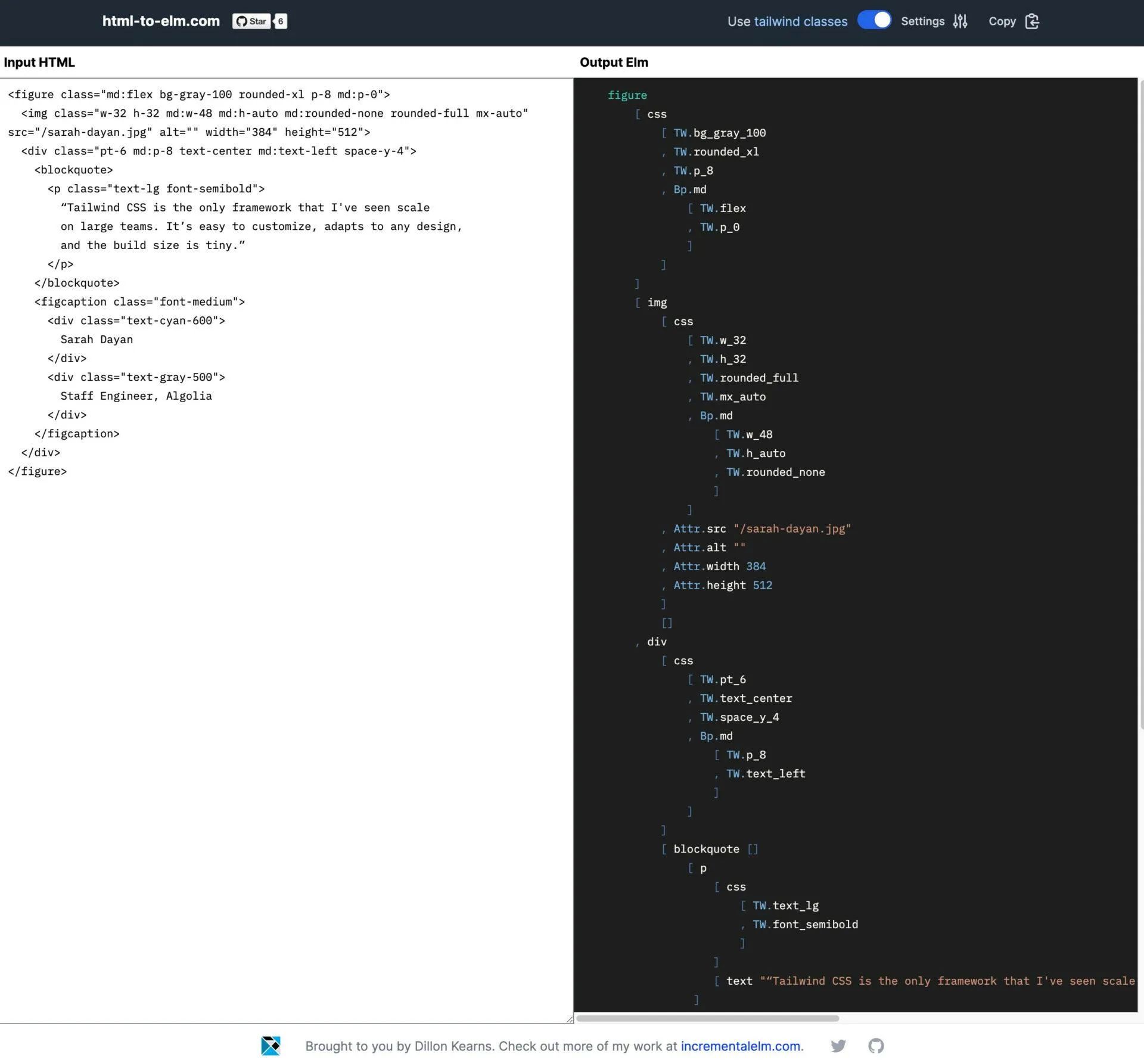 Beispiel für die Konvertierung von HTML zu Elm