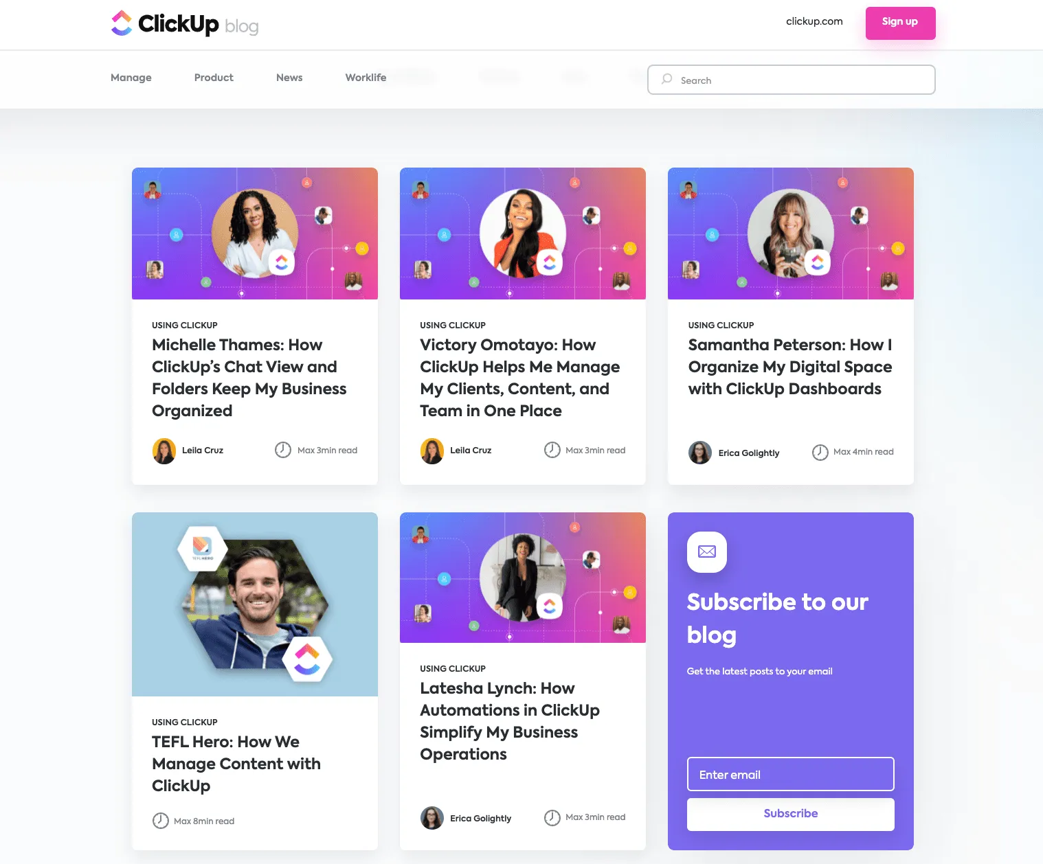 أضواء على مستخدمي UGC ومدونات الضيوف في ClickUp