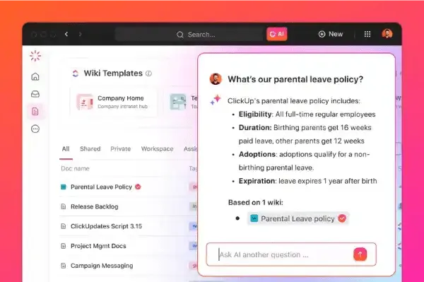 Actualizaciones automáticas de ClickUp: Guru Vs Glean
