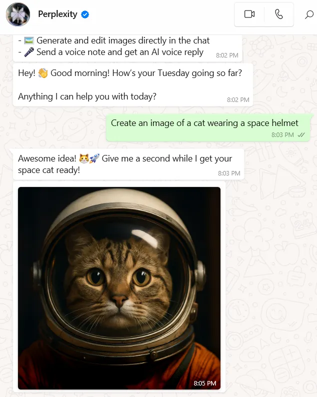 jak mogę użyć Perplexity AI do generowania obrazów w WhatsApp