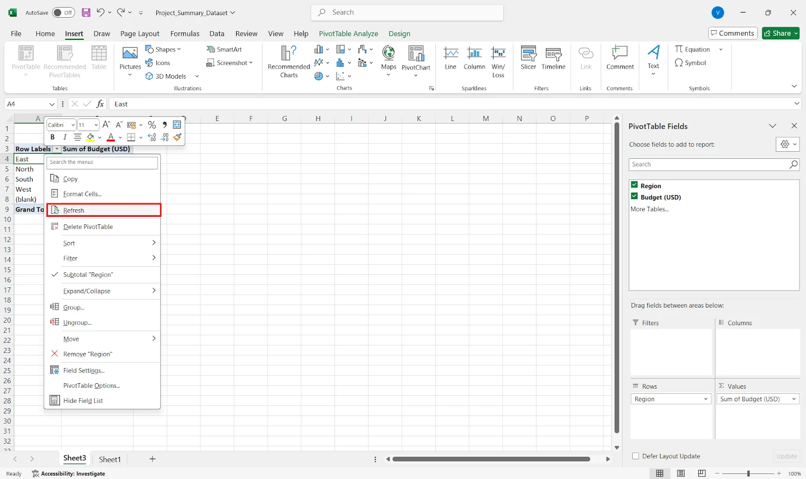 كيفية إنشاء تقرير موجز في Excel