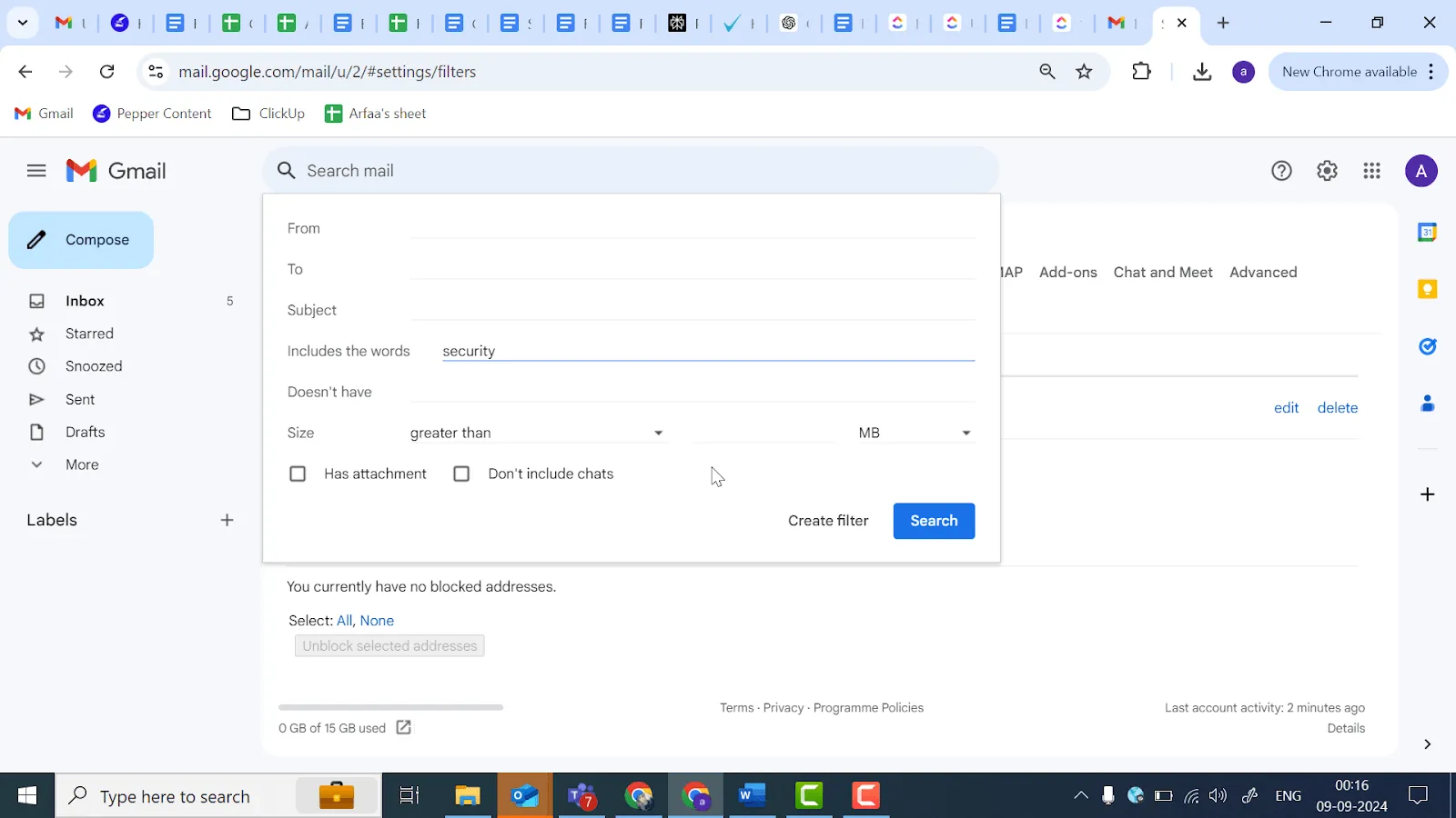 Personaliza el filtro de Gmail para crear reglas de Gmail.