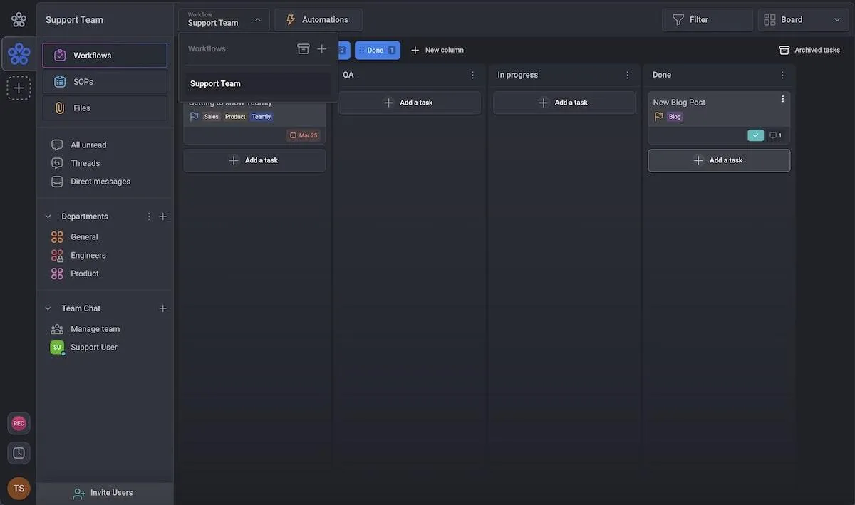 Bảng Kanban trong Teamly