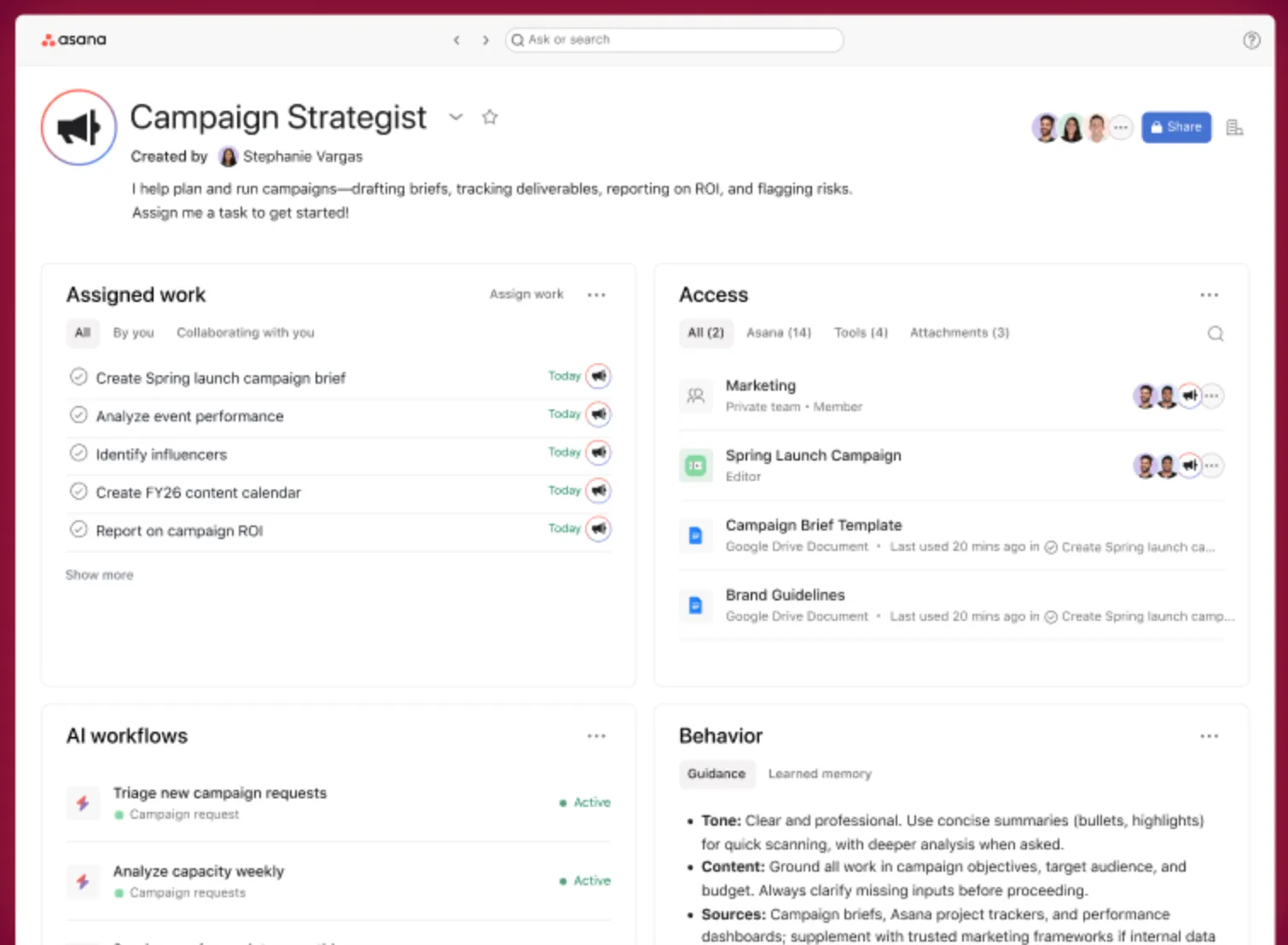 Az Asana AI Teammate mint projektmenedzsmenthez használt AI-ügynök, amely a beérkező kéréseket továbbítja és felelős személyt rendel hozzájuk