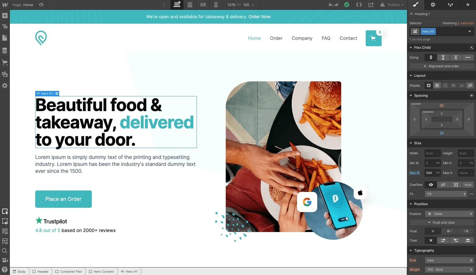 Skapa en anpassad webbplats med Webflow
