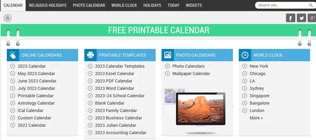 Ejemplo del sitio Calendar Labs.