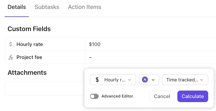 Hourly rate * time tracked: using formula fields (how to calculate project management fees)