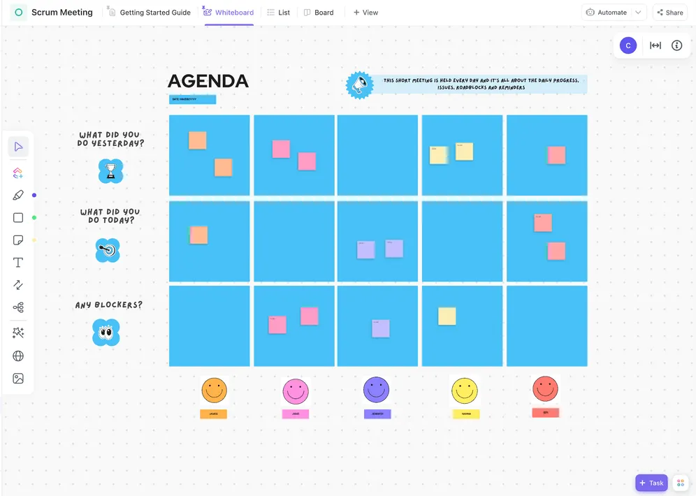 Modello di riunione Scrum ClickUp