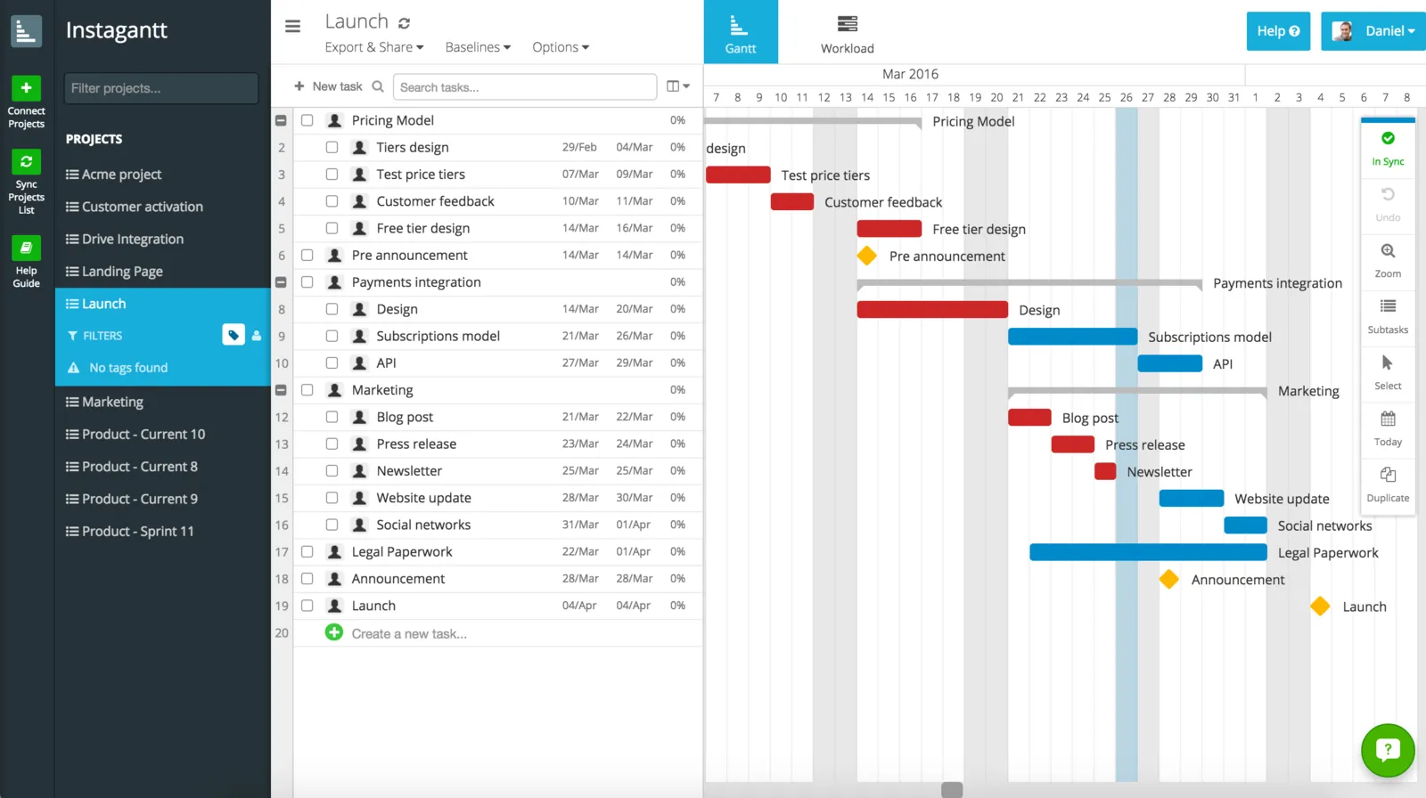 Instagantt: creador de diagramas de Gantt para usuarios de Asana