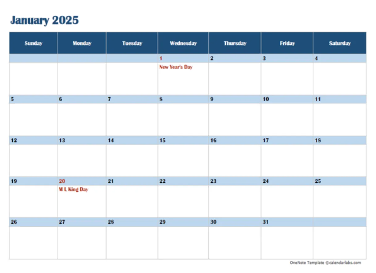 Modèle de liste de tâches OneNote : CalendarLabs