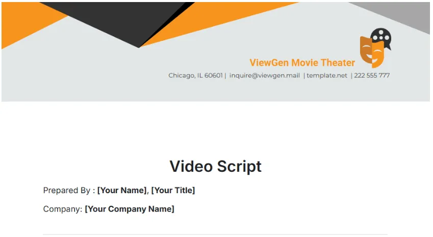 เทมเพลตสคริปต์วิดีโอโดย Template.net ; เทมเพลตสคริปต์วิดีโอ