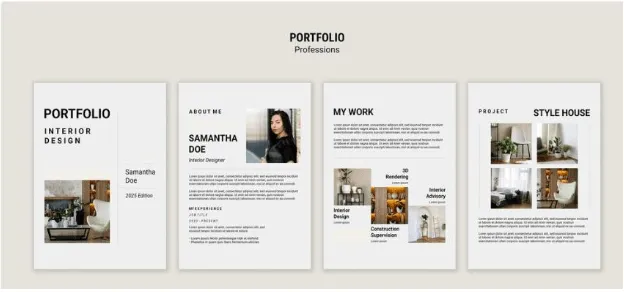 Template Portofolio Desainer Interior oleh Freepik