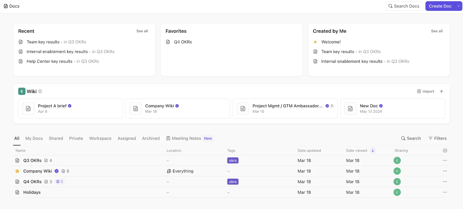 ClickUp Docs Hub