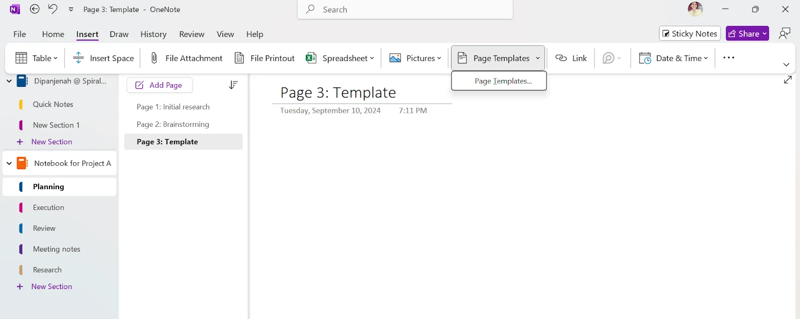 Jak organizovat OneNote – funkce šablon stránek