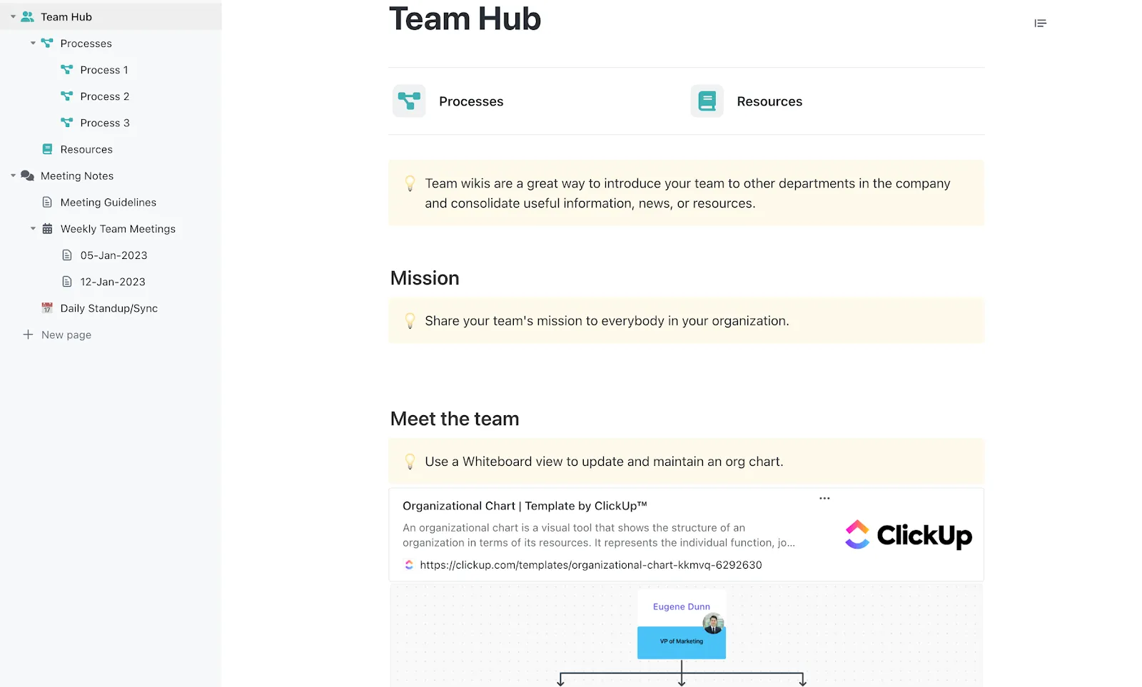 ClickUp Team Docs-Vorlage