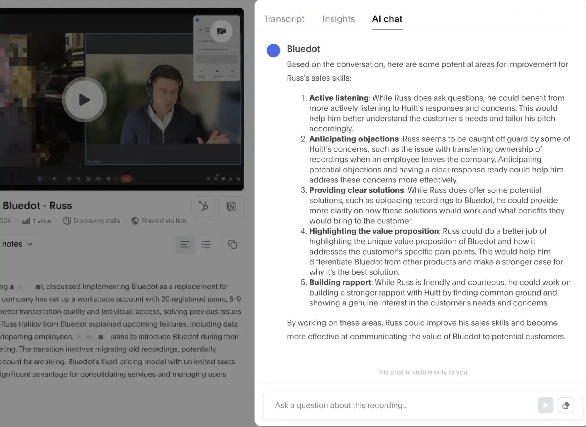 Công cụ ghi chú AI của Bluedot: công cụ ghi chú AI cho nhóm Microsoft Teams