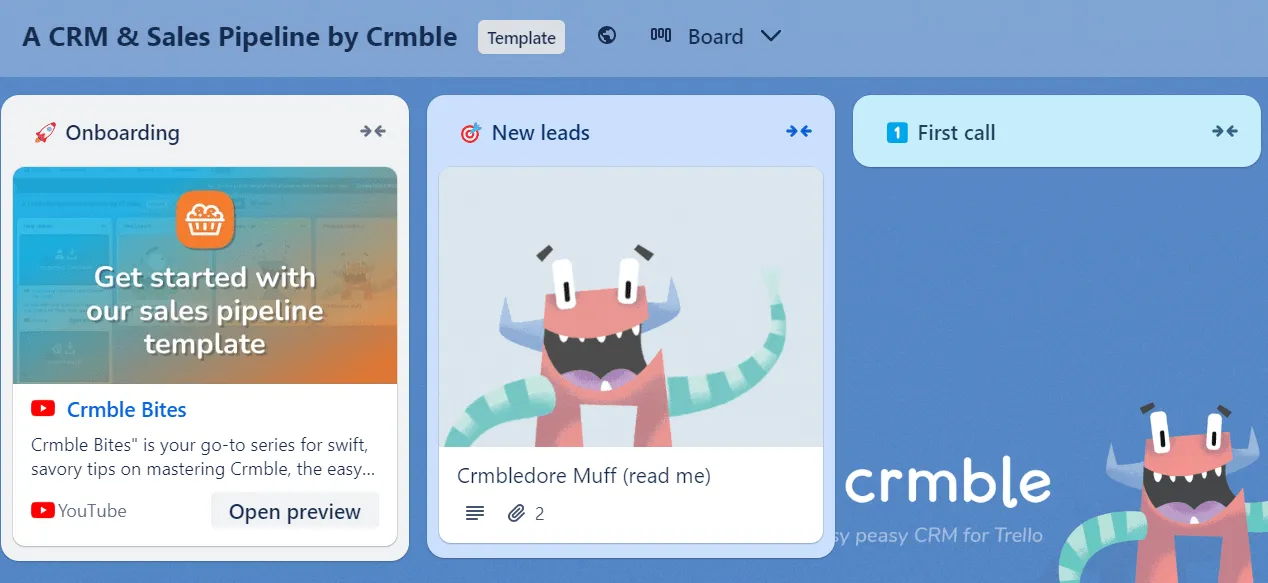 Modello CRM e pipeline commerciale di Crmble