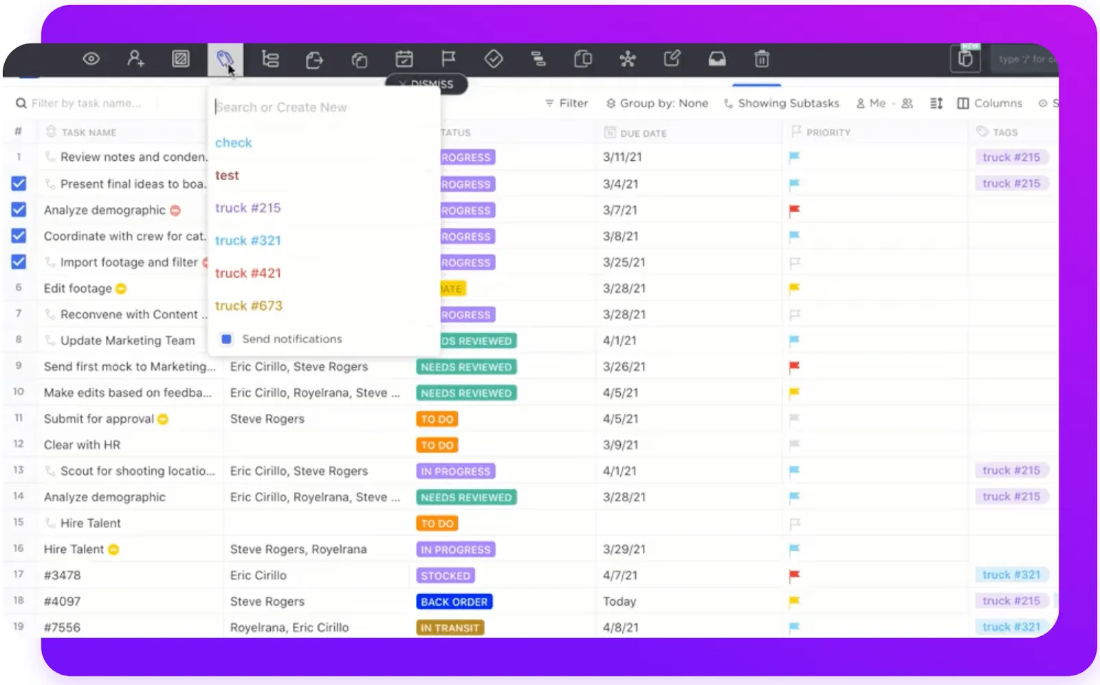 Establezcan conexiones entre tareas y vinculen tareas, documentos y dependencias utilizando ClickUp.