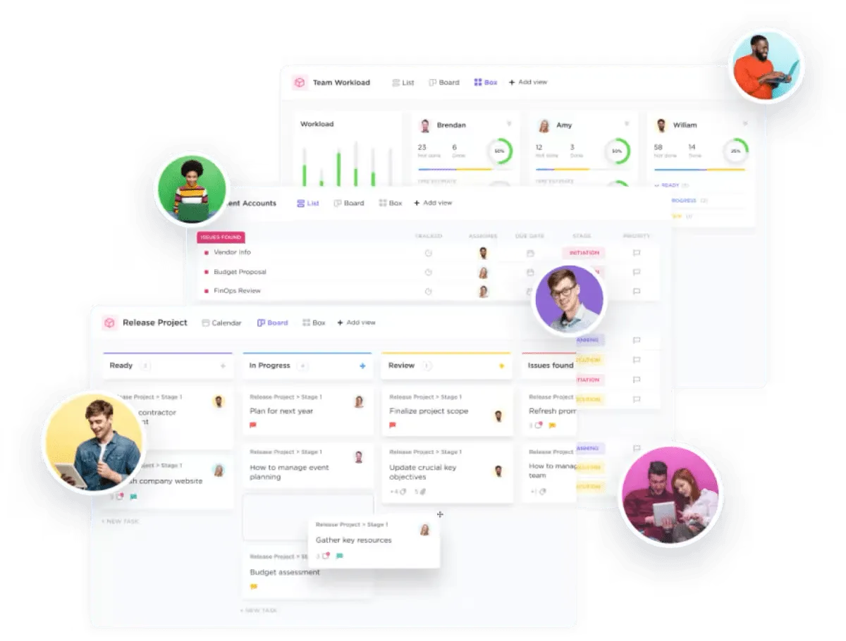Gerenciamento de construção e controle de tempo ClickUp