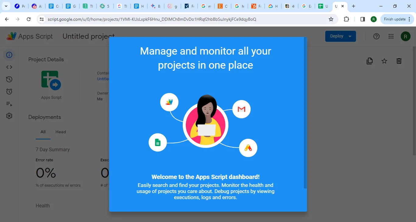 Ứng dụng Google Scripts cho mẫu Google Trang tính