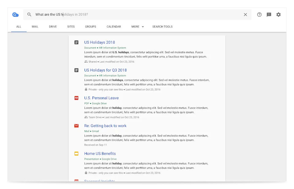 Google Cloud Search dashboard: concorrenti di Coveo