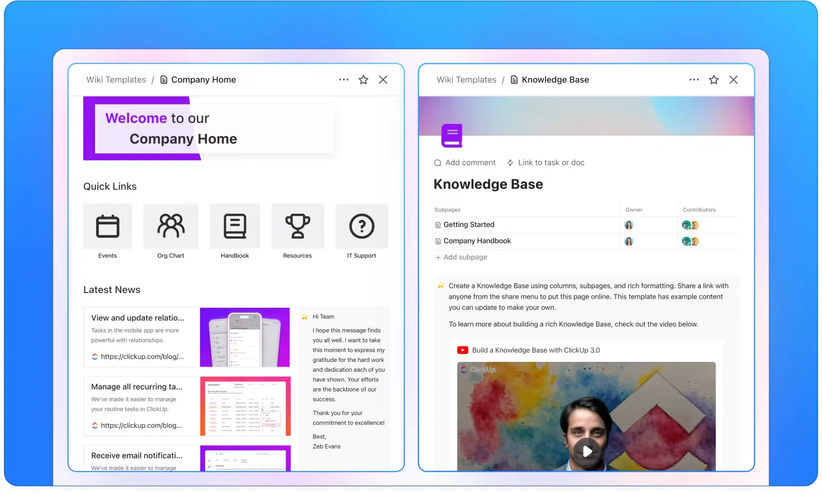 Agents basés sur la connaissance en IA : utilisez ClickUp Knowledge Management pour créer un référentiel de connaissances