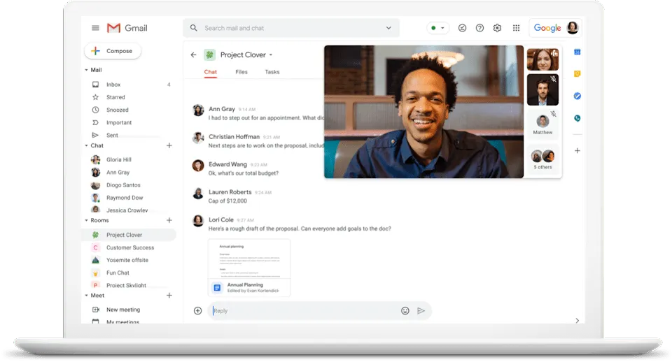 Software per teleconferenze: screenshot della dashboard di Google Meet