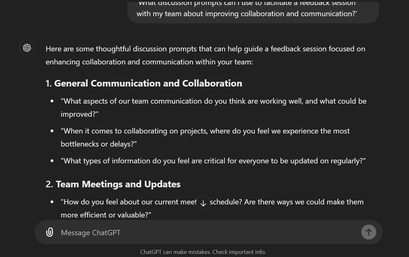 Aggiungi criteri specifici per sessioni di feedback concise