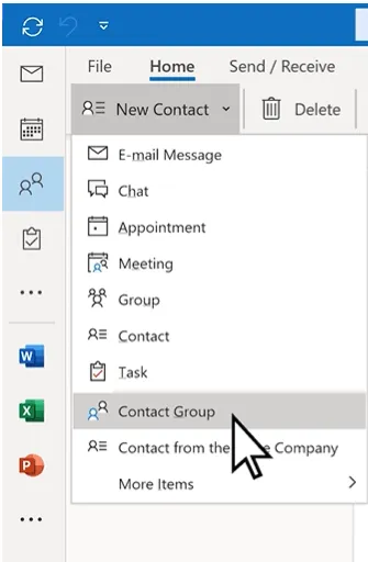 Crear un nuevo grupo de contactos en Outlook