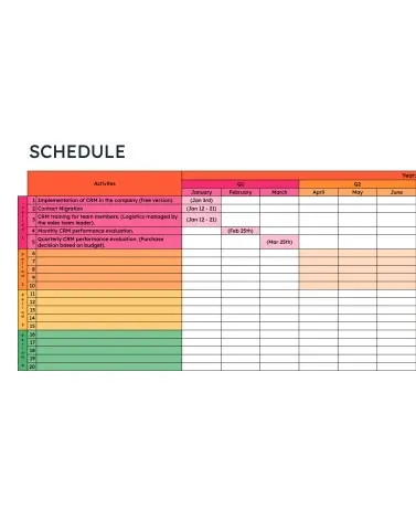 Modèle de calendrier de projet par HubSpot