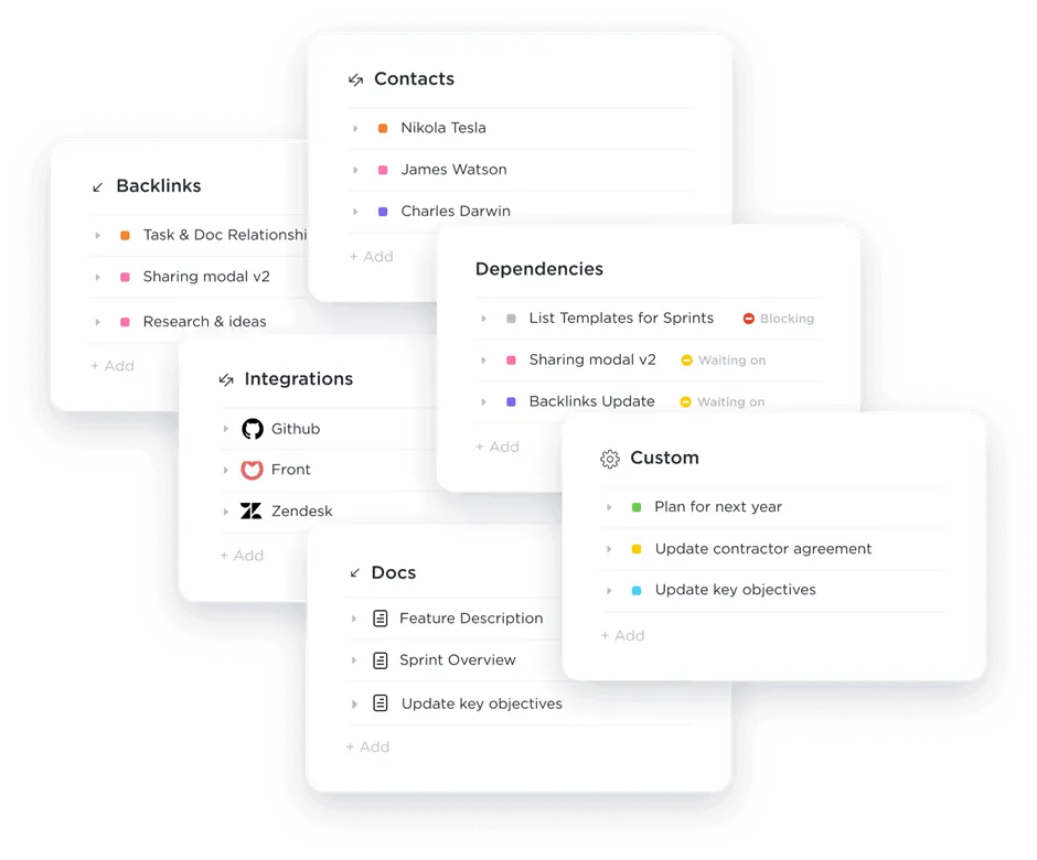 Relaciones de ClickUp: método Zettelkasten