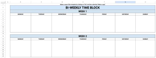 Mẫu phân chia thời gian Excel: Mẫu phân chia thời gian hai tuần một lần của Excel bởi Float