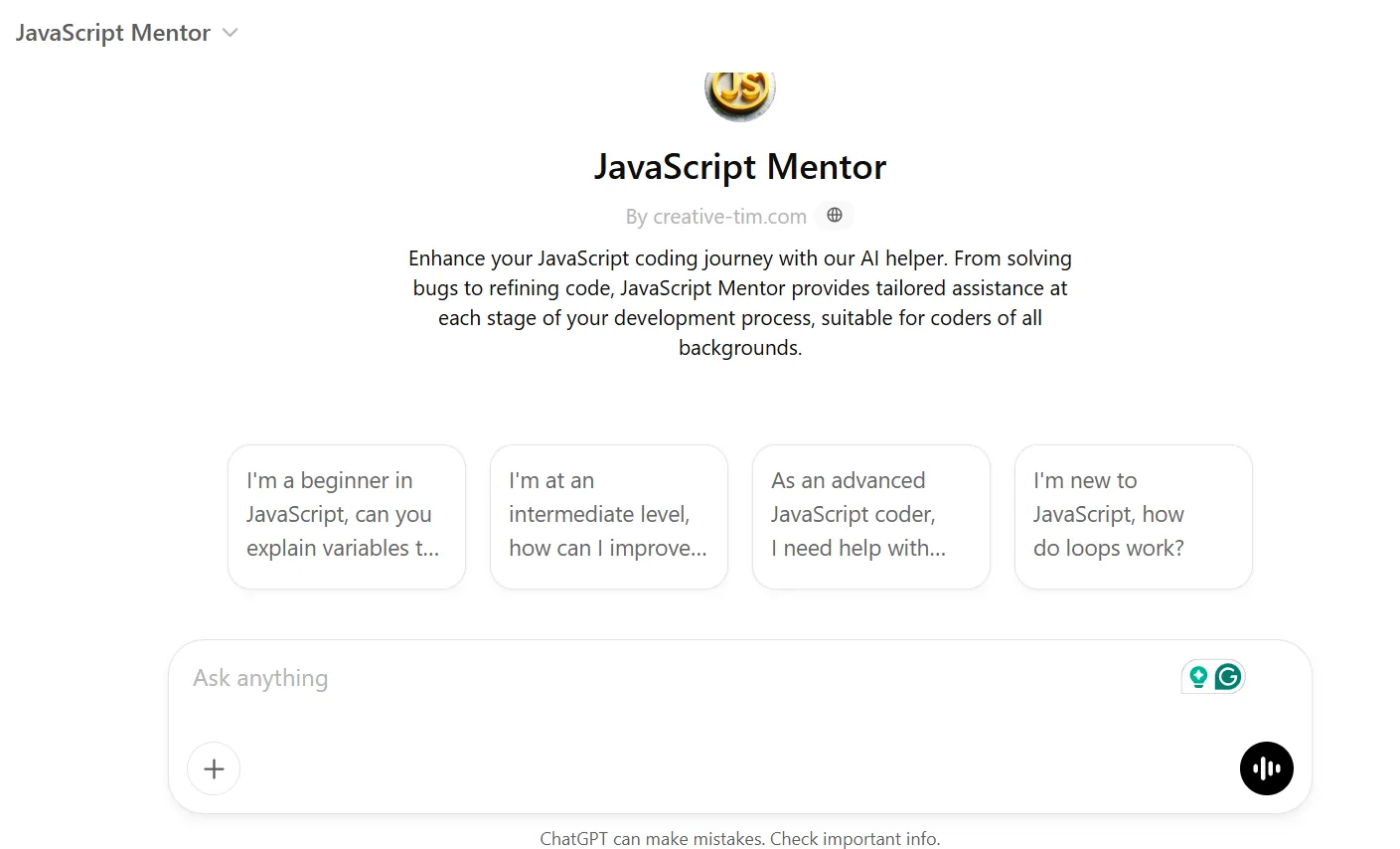 JavaScript Mentor