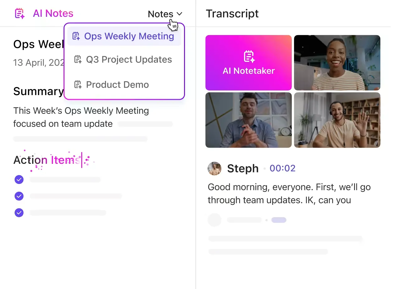 مسجل الصوت بالذكاء الاصطناعي: ClickUp AI Notetaker