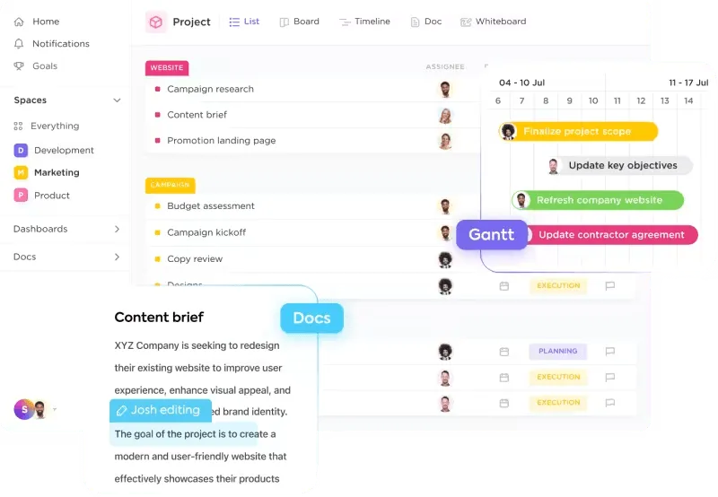 A ClickUp marketingprojekt-menedzsment platformja