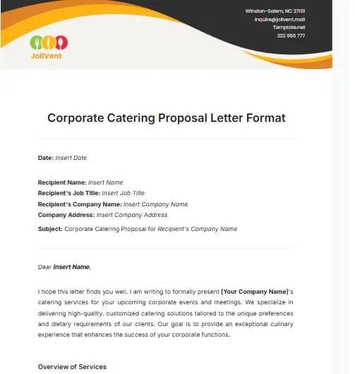 Vorlage für Catering-Angebote: Vorlage für Catering-Angebote für Unternehmen von Template.Net