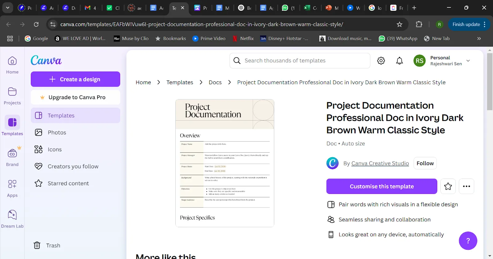 Il documento professionale per la documentazione del progetto: modelli estetici dei Documenti Google