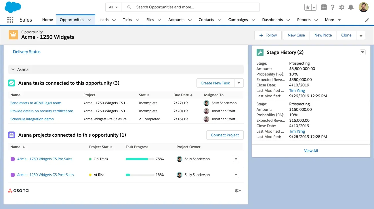 via Asana: projectmanagementsoftware die kan worden geïntegreerd met Salesforce