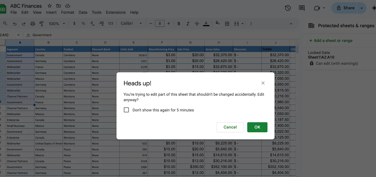 Salvar alterações: como bloquear células no Google Sheets