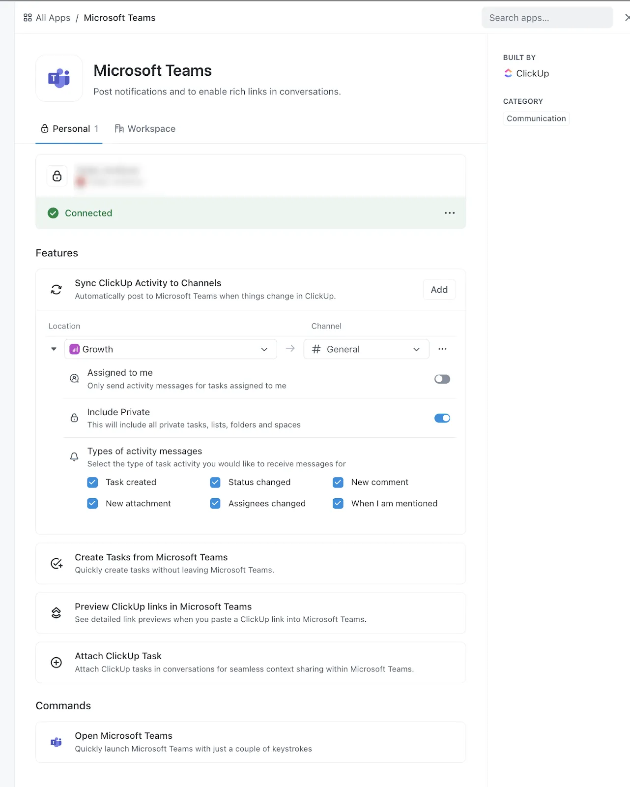 Espaço de trabalho ClickUp: Ferramentas de colaboração da Microsoft