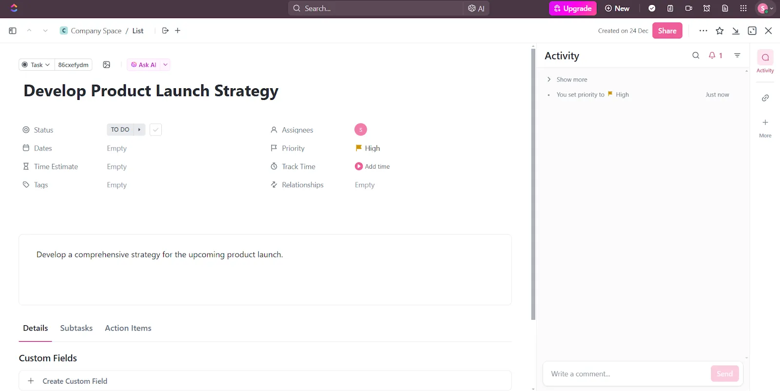 เพิ่มคำอธิบายงานและผู้รับผิดชอบใน ClickUp Tasks เพื่อส่งเสริมความรับผิดชอบ
