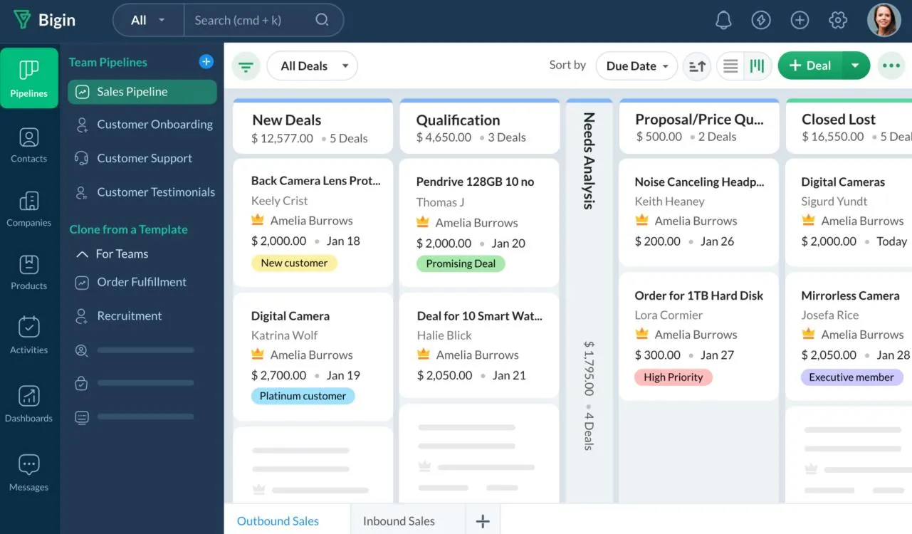 Bigin: alternativa ao Folk CRM