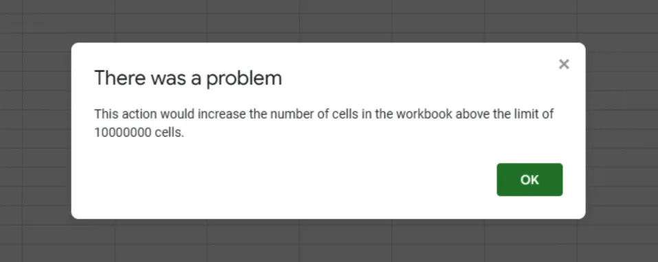 Screenshot yang menunjukkan batas sel di Google Sheets