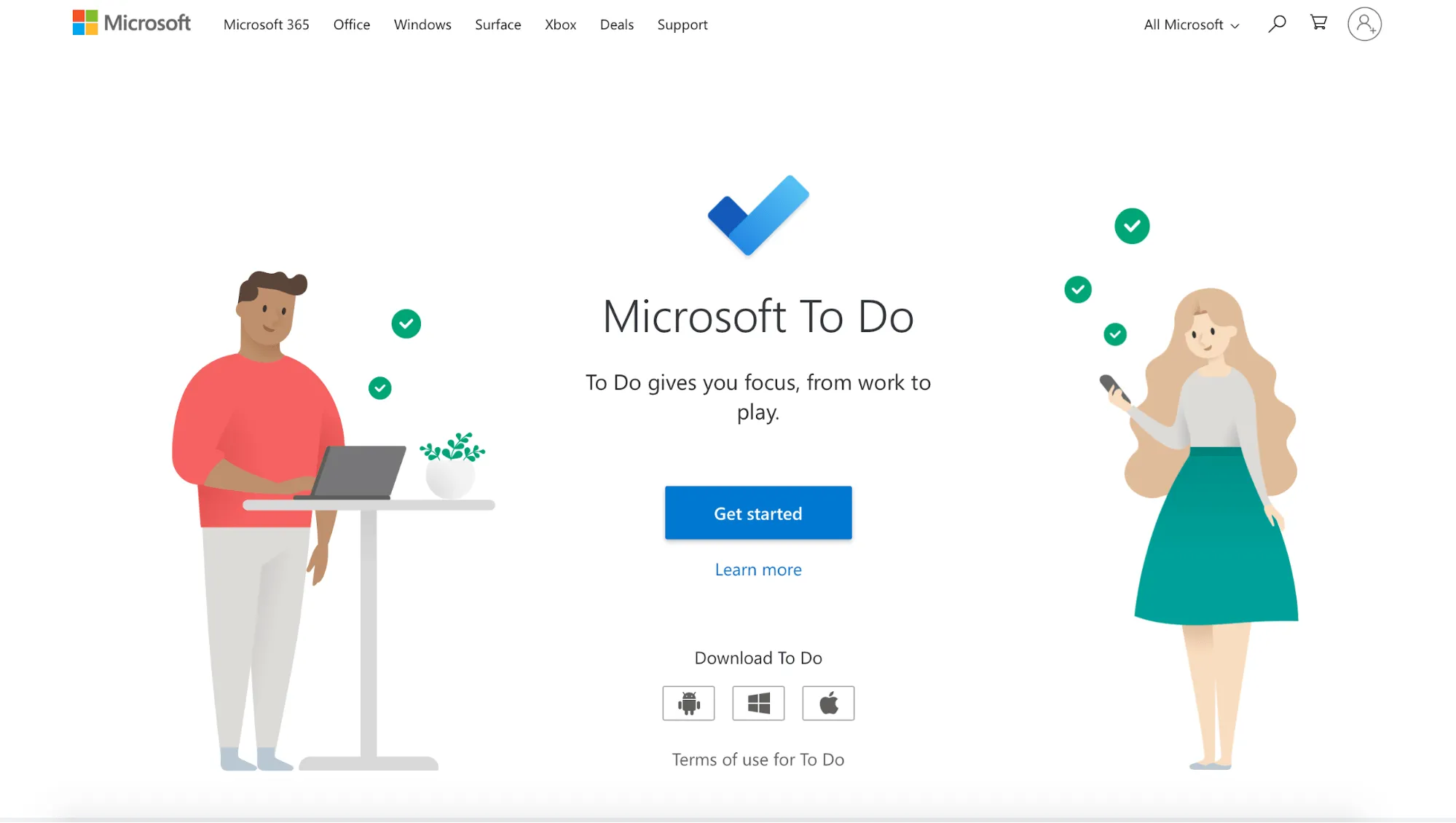Página de inicio de Microsoft To Do