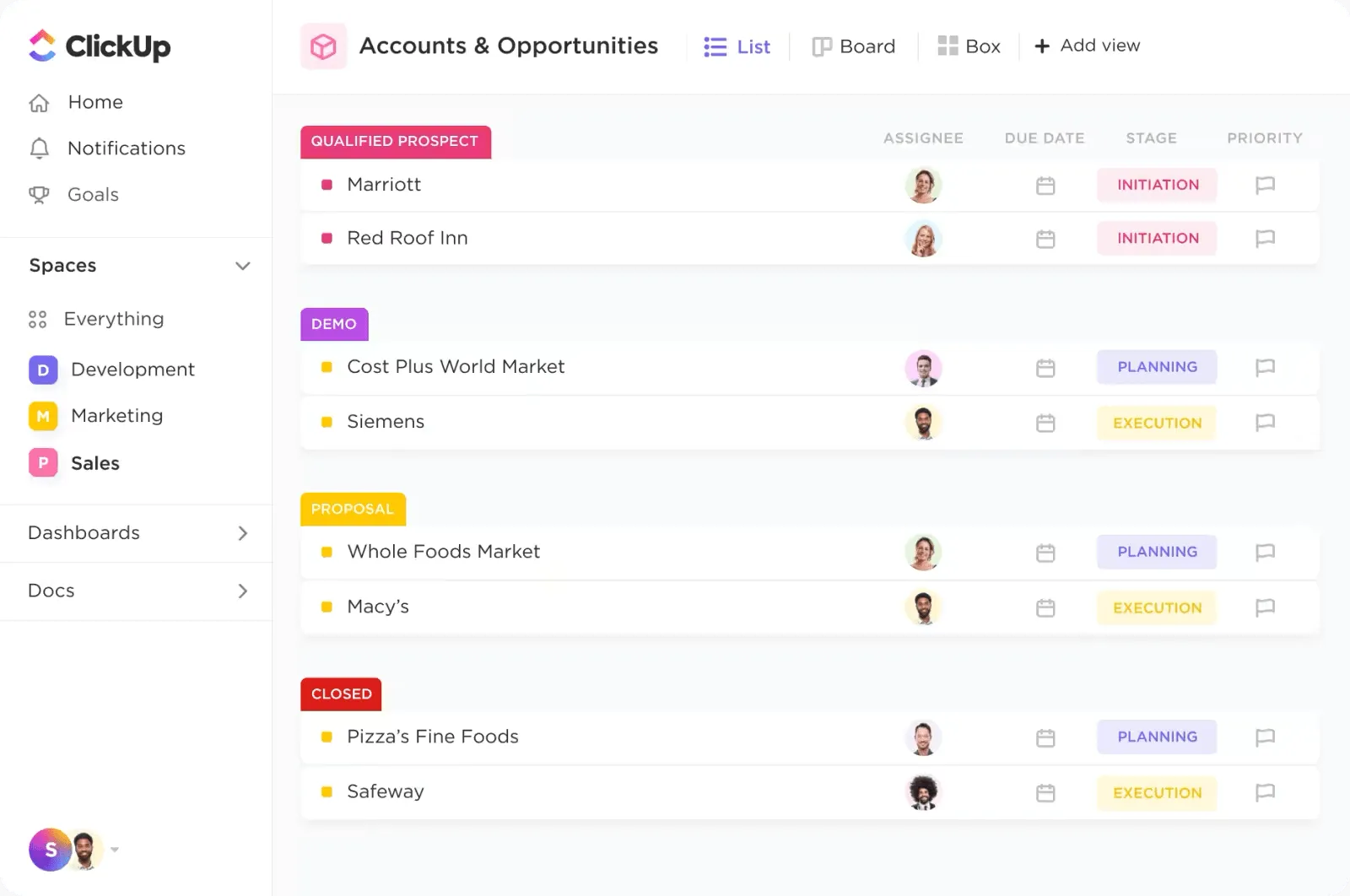 Plantilla de ClickUp CRM