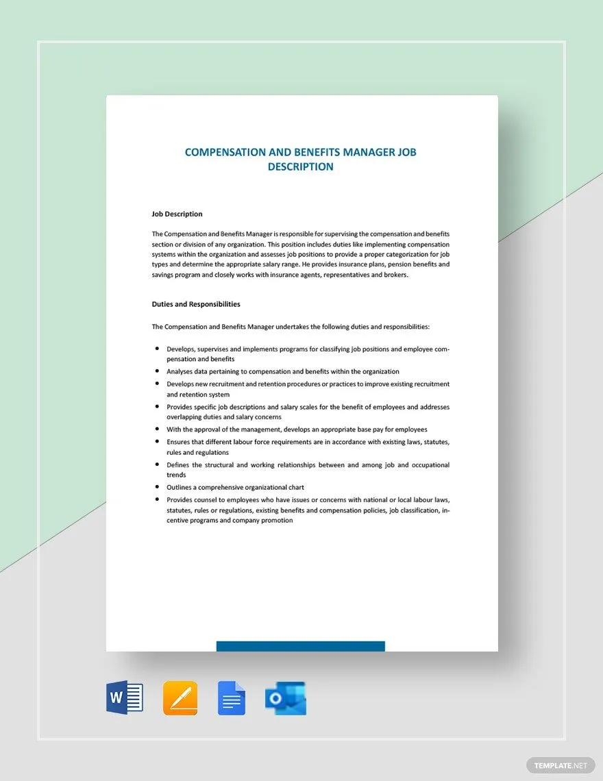 Modèle de description de poste de responsable des rémunérations et avantages sociaux
