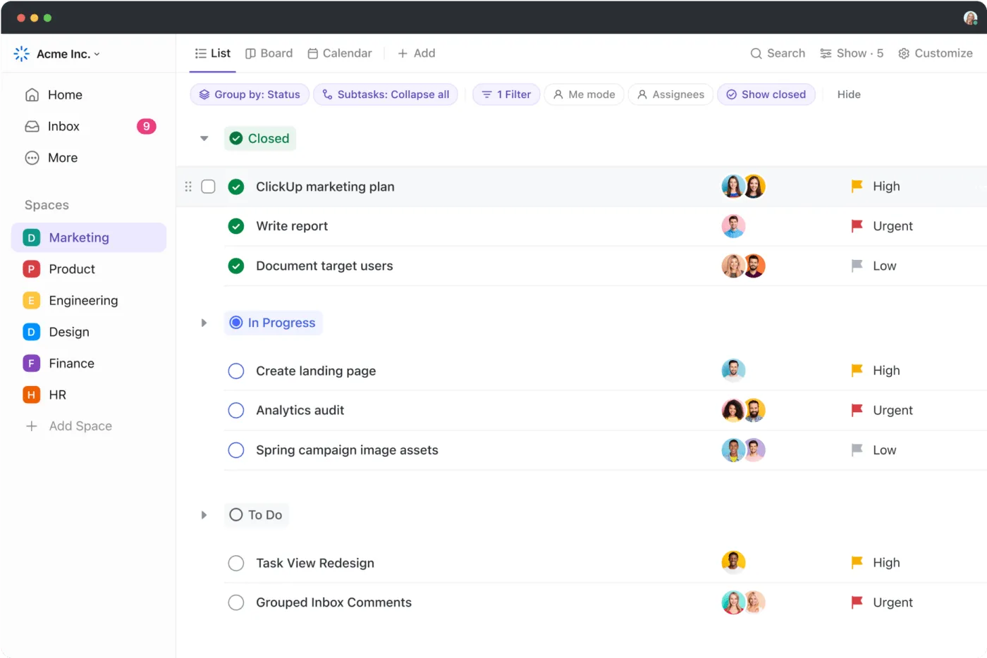Logiciel de gestion de projet ClickUp : aperçu de son interface utilisateur