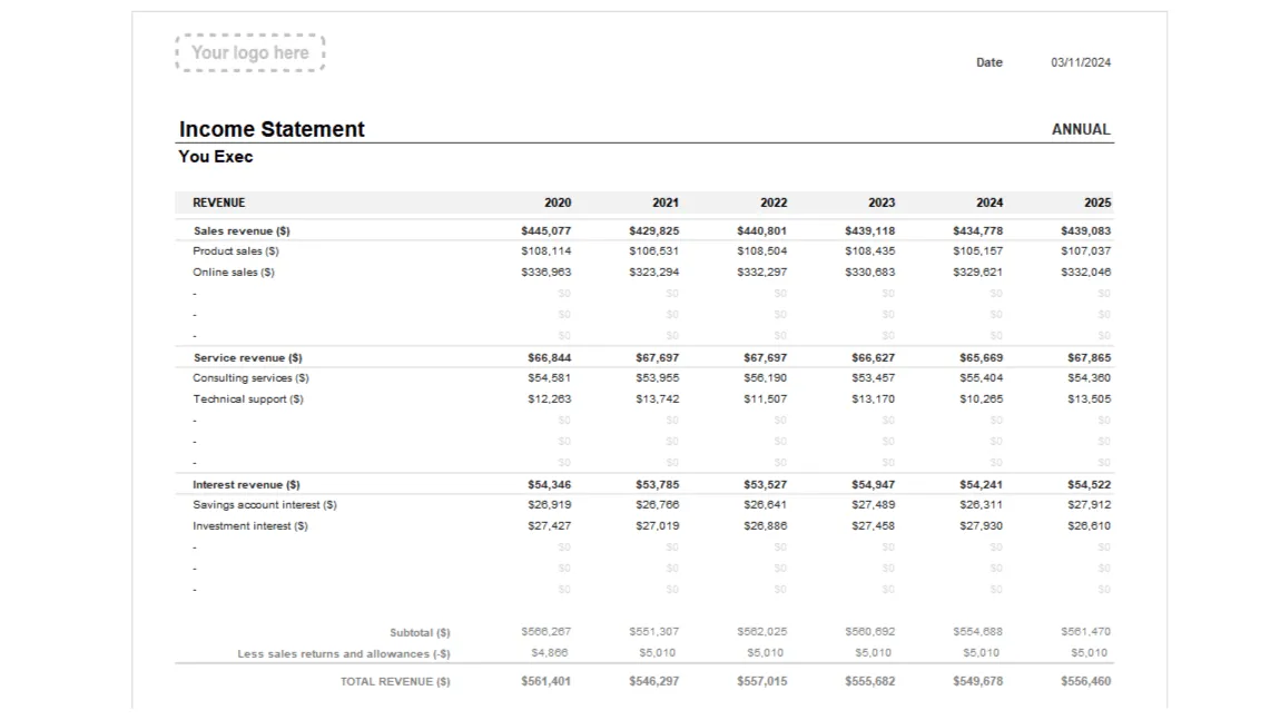 Excel-Vorlage für die Bilanz aus dem Jahresabschluss von You Exec